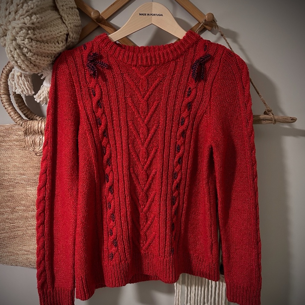 The Reeds (J Crew) Red Cable-Knit Sweater – M